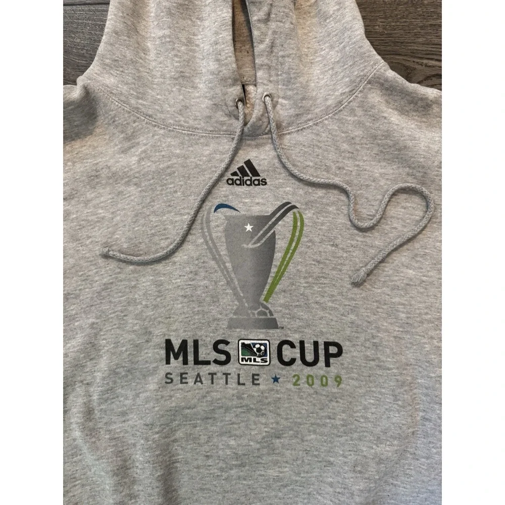 Vintage‎ Adidas MLS Cup Hoodie Mens 2XL XXL Gray Seattle Pullover